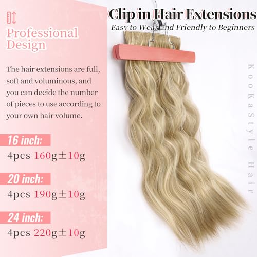 Image of KooKaStyle Wavy Thick Clip in Hair Extensions 20 inch Beach Blonde