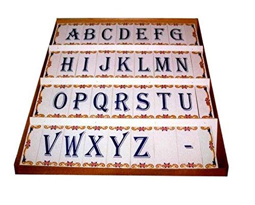 Piastrelle per la parete con lettere, cifre, spazi e soffitti, piastrelle in ceramica vintage