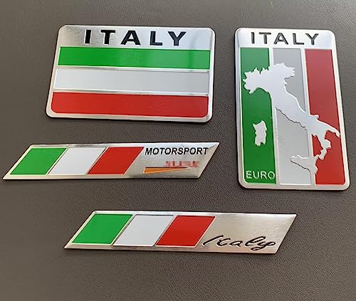 Image of 4pcs Italy Italian Flag Emblem Decal Stickers,Italy National Flag Decal Patriotic Badges for Cars Trucks SUV Bumper Window Fender