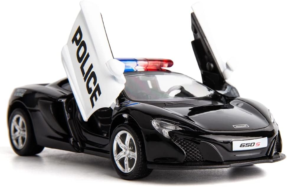 BDTCTK1/36 Scale Compatible for P1 Police Car Model, Zinc Alloy Die-Cast Pull Back Vehicles Kid Toys for Boy Girl Gift (Black)