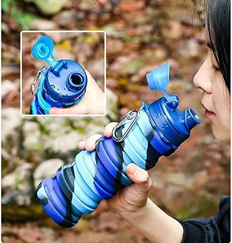 Miniatura 4 de Botella de agua plegable de viaje, botella de agua deportiva de silicona de grado alimenticio, botella de senderismo, botellas de agua deportivas