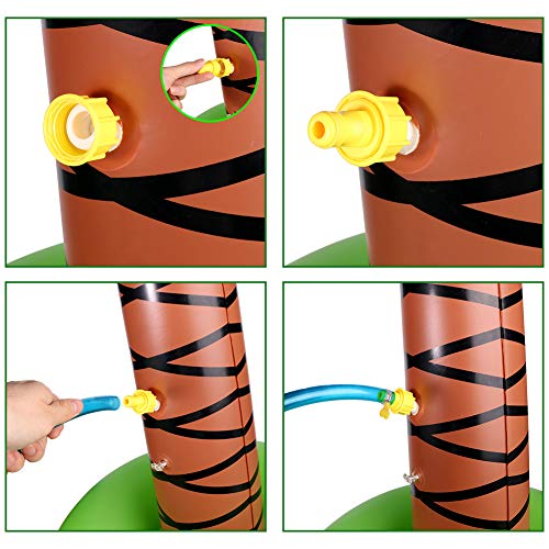 TNELTUEB Inflatable Palm Tree, Sprinkler Toy 67'', Water Play Sprayer for Outdoor Party Lawn Backyard Water Toys with Hose Clamp for Toddler, Kids, Family