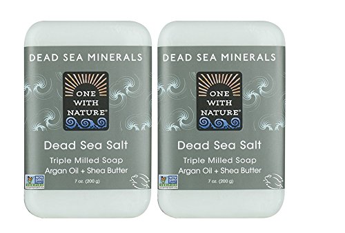One With Nature Dead Sea Mineral Salt Soap (Pack of 2) With Argan Oil and Shea Butter, 7 oz. Each