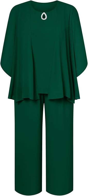 Hanna Nikole Plus Size Pants Suits 3pcs Mother of The Bride Suits for Wedding Guest