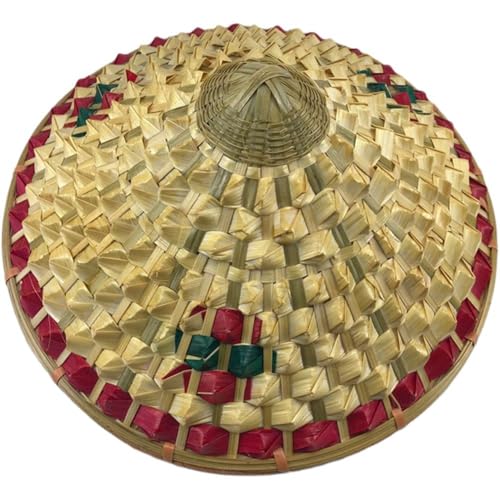 Dinntty Chapeau Oriental Chinois, Chapeau en Rotin De Bambou pour Enfants, Chapeau D'ananas Inférieur, Chapeau Asiatique Tissé en Paille, Chapeau en Bambou,...