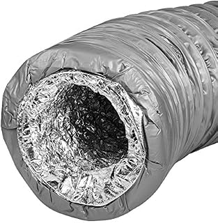 OOPPEN 6 inch&1.2m Low Noise Duct Silencer Insulated Aluminum Air Duct Flexible Ventilation Ducting Hose Noise Reducer for Inline Extractor Fan