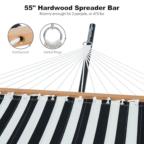 Image of GAFETE 2 Person Hammock with Stand for Outside, Heavy Duty Steel Stand