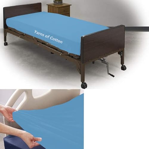 3 Piece Hospital Bed Sheet Set Standard Sheets For Hospital Bed Cotton -Hospital Bed Sheets Fitted Sets - 100% Egyptian Cotton 400 Tc -Hospital Bed Sheets (Mediterranean Blue, Standard 36" X 80"X 8") #TOP2