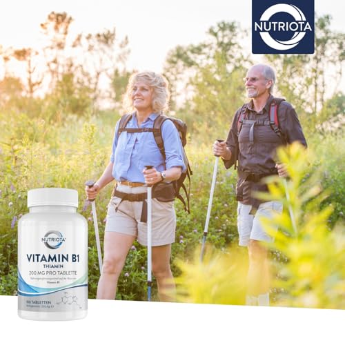 Vitamin B1 (Thiamin) Hochdosiert 200 mg Tabletten - 180 Tabletten - Veganfreundlich – Von Nutriota