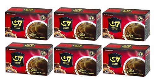 Trung Nguyen — G7 Instant Coffee — Pure Black — 100% Soluble Coffee — Strong and Bold — Instant Vietnamese Coffee (15 Packets/Box, 6 Pack)