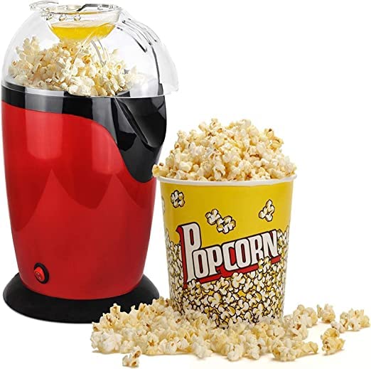Kwikonmart Hot Air Popcorn Machine, Small 1200 W Electric Oil Free Popcorn Maker with 60g Measuring Cup and Top Lid for Home, Carnival and Parties, Red-image-47