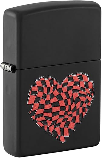 Zippo Heart Design Black Matte Pocket Lighter