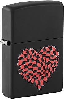 Zippo Encendedor a Prueba de Viento - Diseño Heart - Negro Mate, Color Image - Recargable - Reutilizable - Caja de Regalo Incluida - Hecho en EEUU