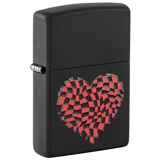 Zippo Heart Design Black Matte Pocket Lighter