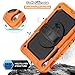SEYMAC Case for Samsung Galaxy Tab S10 Lite/ S10 FE/ S9 FE/ S9 5G (10.9''/11''), Heavy Duty Shockproof Protective Case with Screen Protector, Rotating Stand, Hand Strap and Pen Holder, Orange