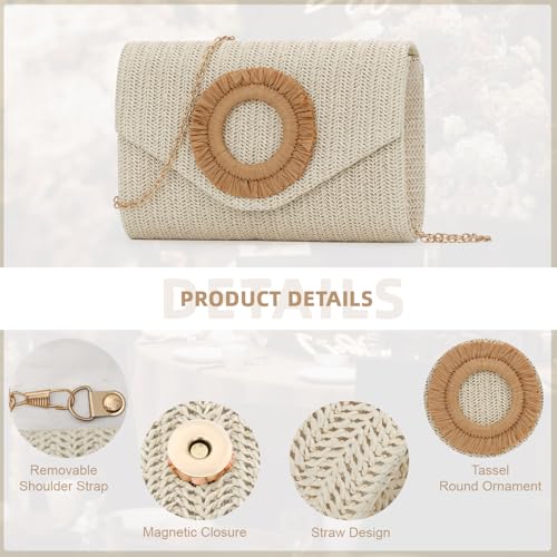 Image of GOKTOW Straw Clutch Purse Rattan Summer Woven Beach Handbags for Women Wedding Vacation Travel Party 2025