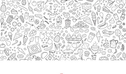 The Coloring Table – Food Fun Design – Square Tablecloth - Fabric Coloring Tablecloth - Colorable Designs – Washable And Reusable – Coloring Activity For Children And Adults #TOP6