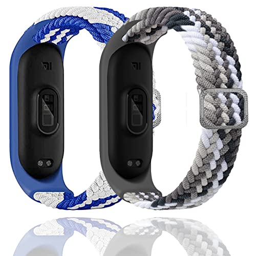 Keecuty Nylon Bracelet for Mi Band 6/5/4/3 Bracelet Elastic Fabric Braided Soft Nylon Sports Bracelets Elasticity Breathable Expandable Watch Strap for Mi Band 6/5/4/3