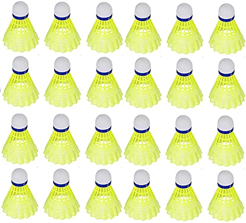 ZZICEN Badminton Birdies Badminton Shuttlecocks Nylon - Pack of 24, High Speed Plastic Badminton Birdie,Training Badminton Shuttlecock for Indoor and Outdoor Sports ï¼ˆYellowï¼‰
