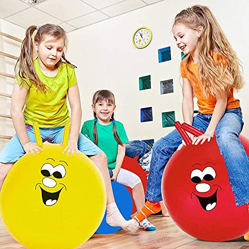 Image of Yorten Sit and Bounce Rubber Bubble Hop Ball for Kids Hopper Jump Bounce Handle Ride-on Toy for Kids, Hopping Bouncing Jump Balls for Child 2 to 7 Year (Multi-Color) (Medium)