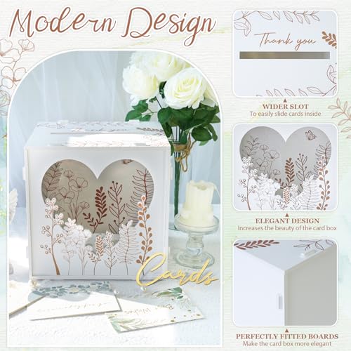 image for OurWarm PVC White Card Box for Wedding Reception, Large Wedding Envelo