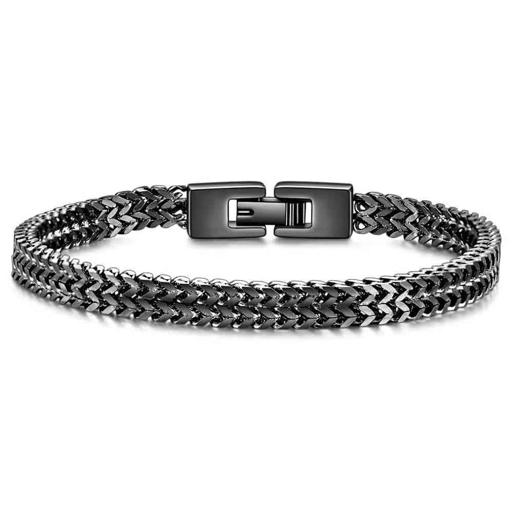 JSNOM Bracciale Uomo Acciaio Argento: Bracciali Nero Oro Acciao Inossidabile, Gioielli Regalo Braccialetto per Natale San Valentino Compleanno per Lui Uomo