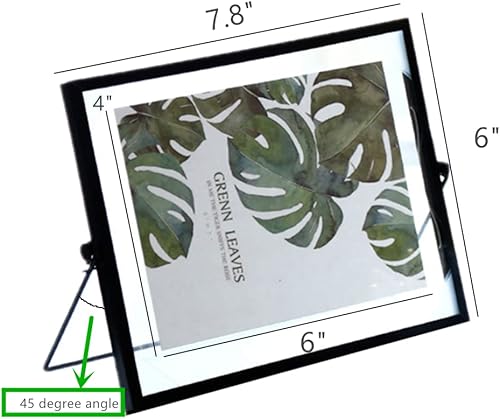 Miniatura 2 de Marco de vidrio flotante, estilo vintage y marco de fotos de vidrio, marco de fotos geométrico de metal, doble vidrio, marco vertical de escritorio