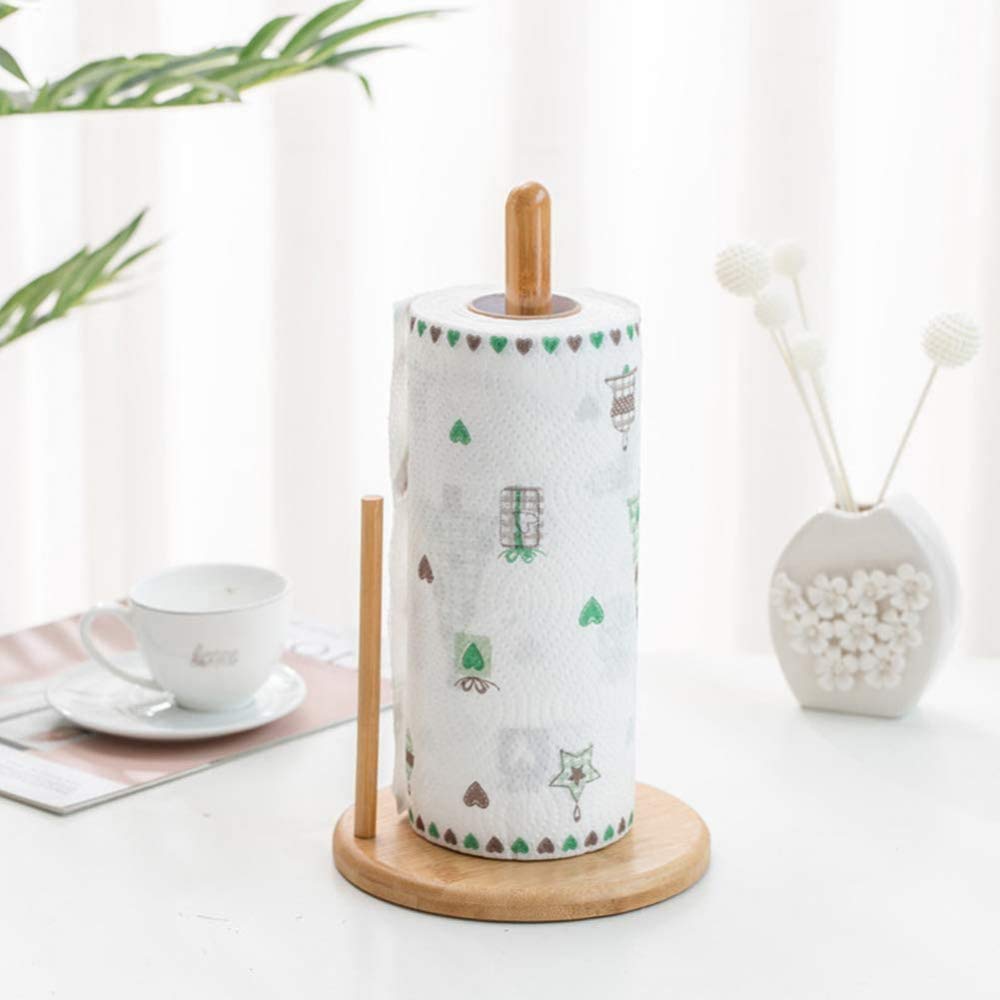 LYGSWDB Portarrollos de Papel higiénico, Soporte para Papel de Cocina de bambú, Organizador de Soporte para Rollo, Colgador de pañuelos con Ventosa para baño, Toalla, 2 uds.