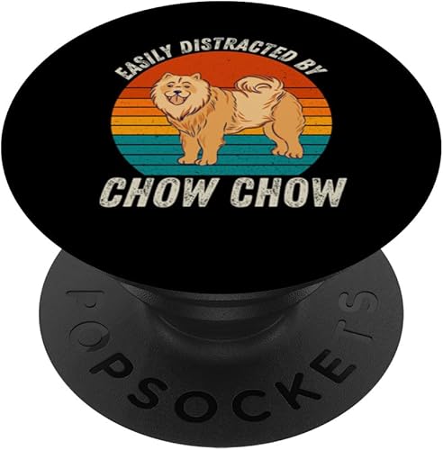 Vintage Easily Distracted By Chow Chow Retro Chow Chow Lover PopSockets Standard PopGrip