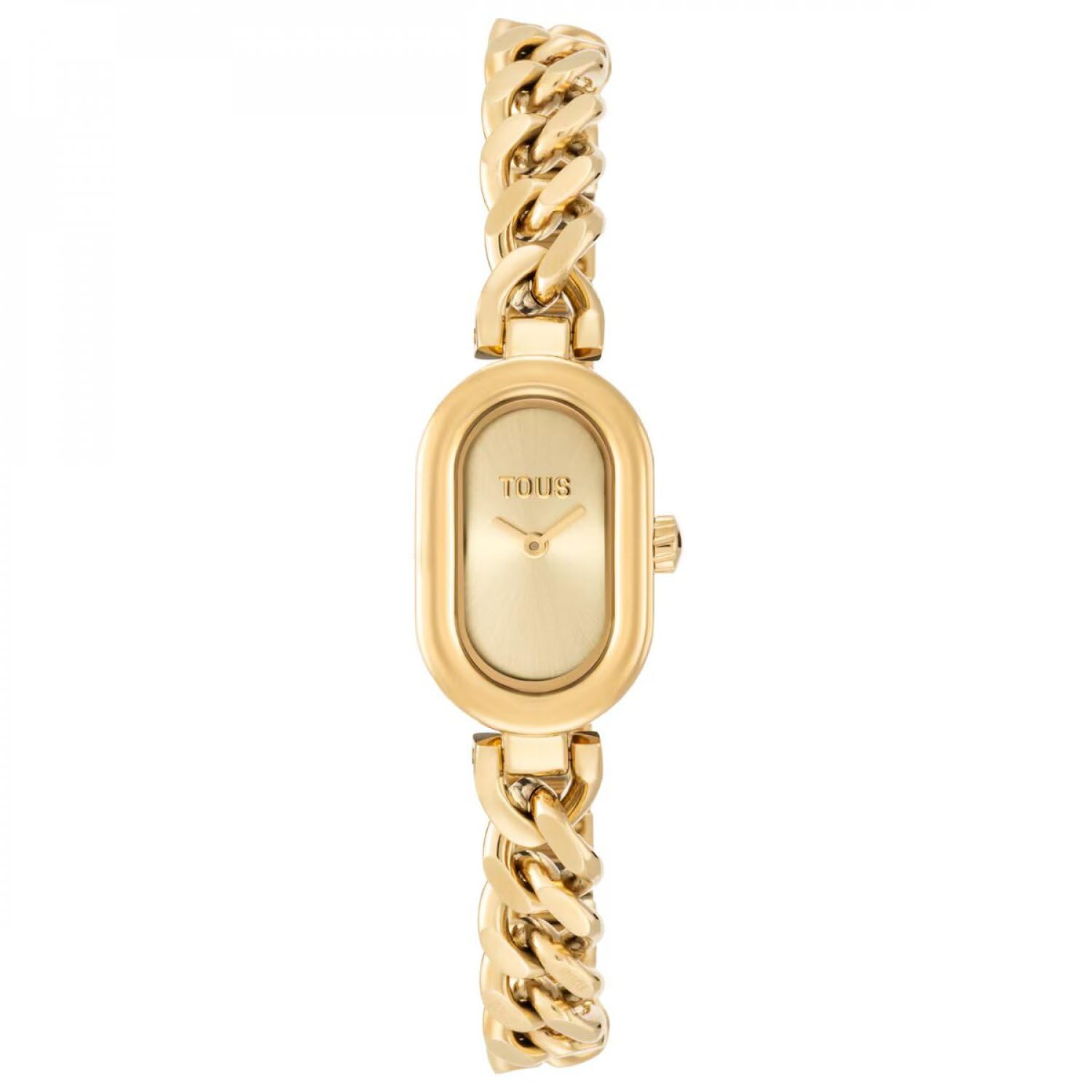 TOUS Reloj analógico Joya con Brazalete Cadena de Acero Dorada, Colección Oval Time