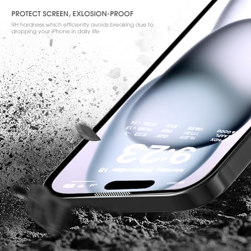 Image of GRIPP Dust-Proof 3D Japanese Tempered Glass Screen Protector for iPhone 15 Plus, iPhone 16 Plus (6.7 inch), Speaker Dust Guard, 3D Curved Edges, Scratch-Resistant, 9H Hardness, Bubble Free