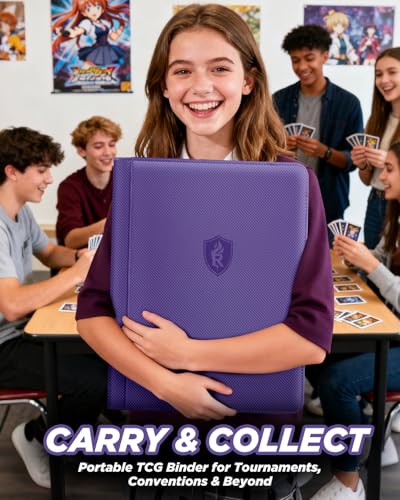 Image of 9 Pocket Top Loader Binder with Zipper - Holds 288 Toploaders - Premium Double-Sided Card Album for Trading Cards, TCG, MTG, Sports Cards (Purple)