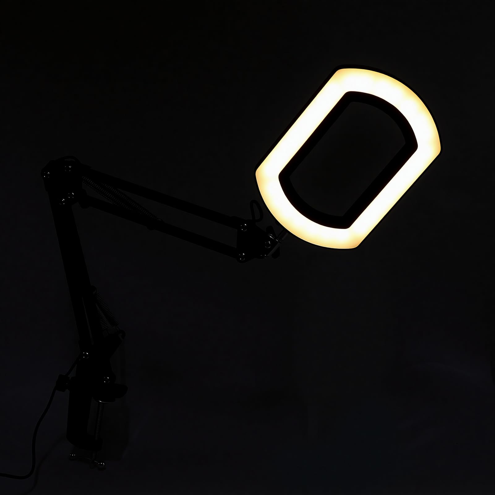 Bewinner Lupa 15X con Luz, 5 Temperaturas de Color, Brazo Giratorio de 360°, Lupa LED, Lámpara de Aumento de Brillo Ajustable Alimentada por USB para Lectura, Manualidades, Pasatiempos, Reparación,
