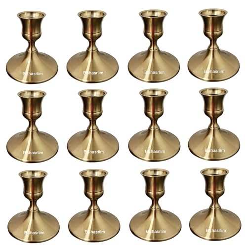 12pcs Candlestick Holders Taper Set Gold Candle Holder Candle Stick Table Bulk Decoration Centerpiece for Home Decor, Wedding, Dinning, Party, Anniversary,Christmas