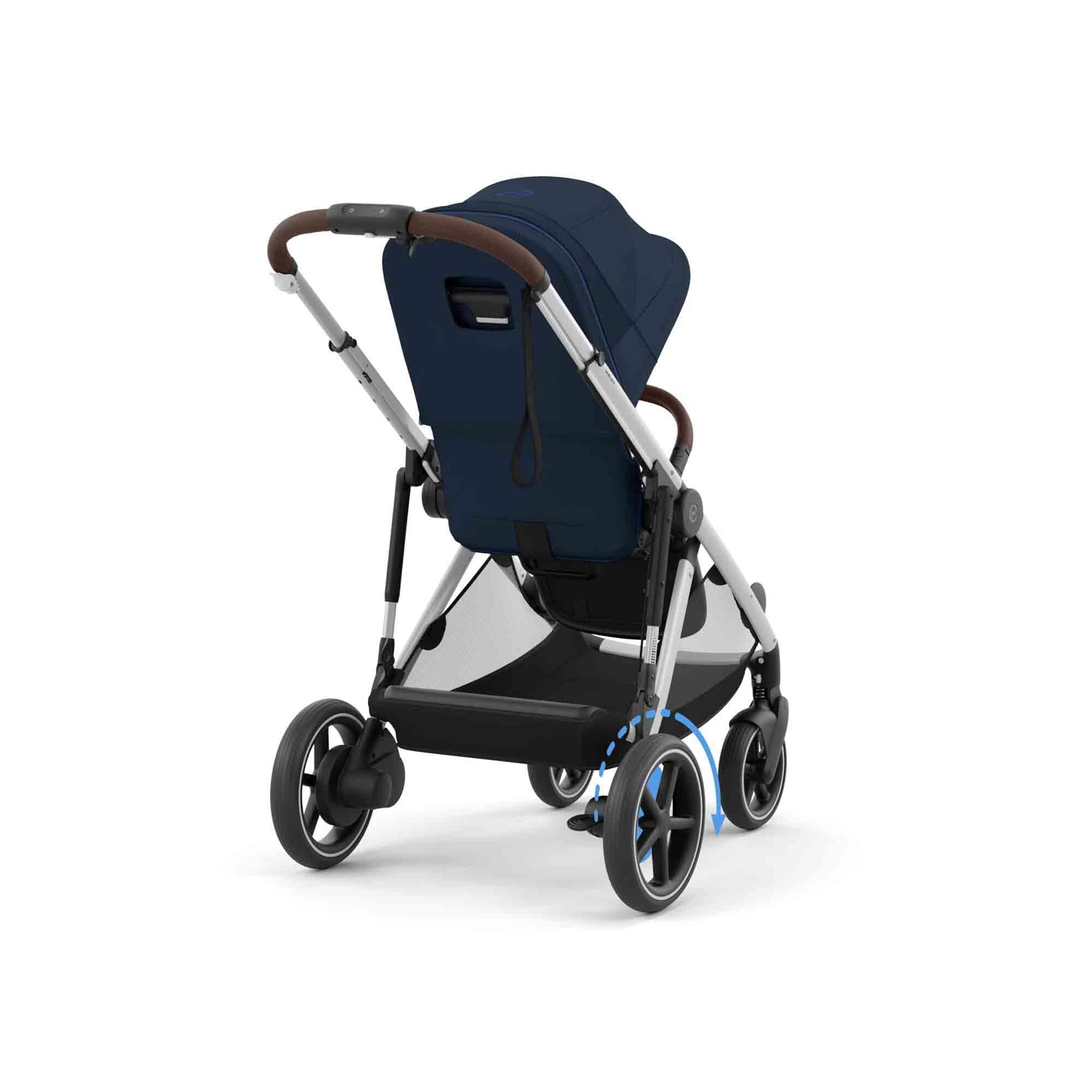 CYBEX Poussette Gold e-GAZELLE S, de la naissance à environ 4 ans, max. 22 kg (mode simple) / 2x 22 kg (mode duo), système tout-en-1 avec propulsion électrique et 20+ configurations, bleu océan