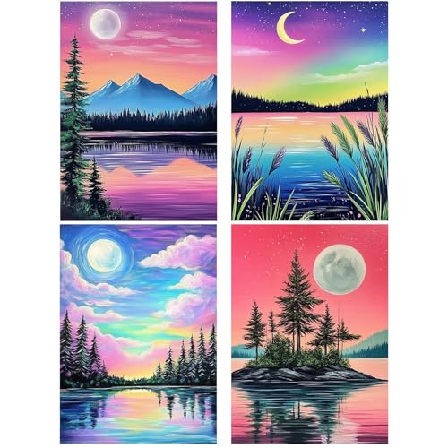 Bowetile 4 Pack DIY Landscape Diamond Painting