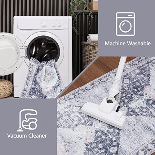 Cozyloom 8X10 Large Area Rug Boho Distressed Living Room Rug Vintage Persian Washable Rug Retro Oriental Floor Cover Non Slip Throw Carpet Soft Accent Rug Foldable Thin Rug For Bedroom Dining Room #TOP6