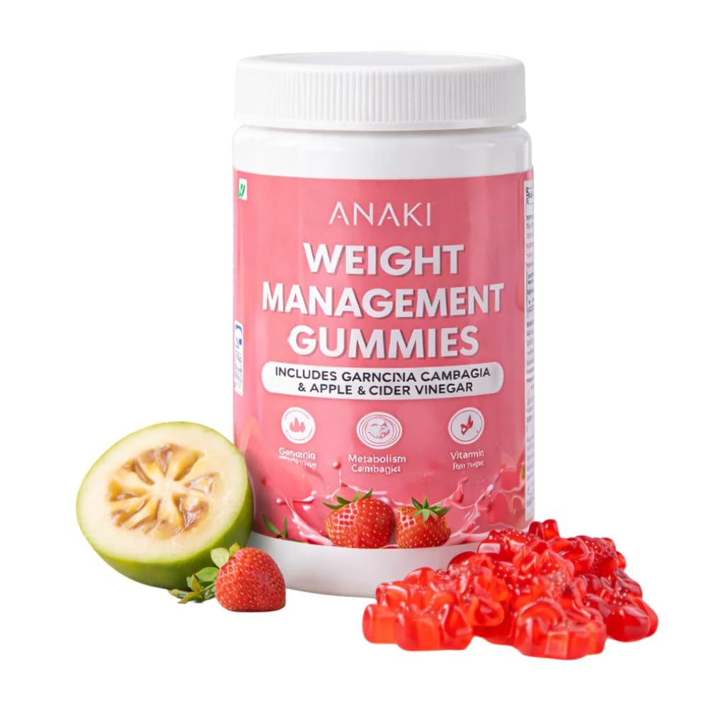 Anaki Herbal Weight Management Gummies with Garcinia Cambogia & Apple Cider Vinegar | Natural Metabolism Booster & Appetite Suppressant | 30 Delicious Strawberry Flavor Veggie Gummies pack of (1)