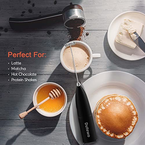 Hand Mixer Milk Frother For Coffee - Coffee Bar Accessories, Dutewo Frother Handheld Foam Maker For Lattes, Electric Whisk Drink Mixer For Coffee, Mini Coffee Stirrer For Frappe Hot Chocolate, Black #TOP5