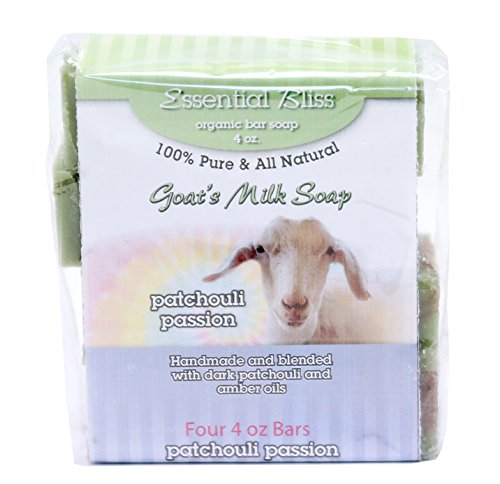 All Natural Handmade Goat Milk Soap (4-Pack) Patchouli Passion 4 Four Ounce Bars Good for your Skin Wonderful Fragrance. Full Refund if not Delighted!