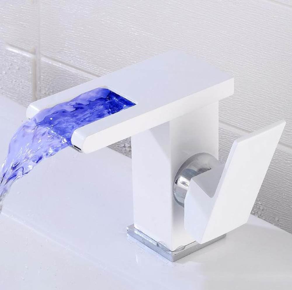 Robinet cascade hydroélectrique mitigeur lavabo salle de bain laiton blanc chrome