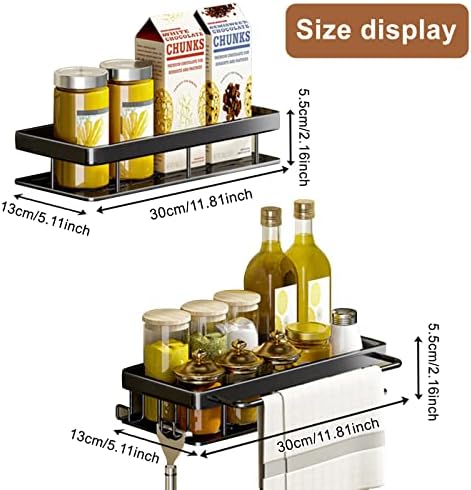 YumSur Shower Caddy Organisation Storage Shelf,2 Pack Adhesive Wall Mount Shower Basket Shelves with Hooks,No Drilling,Shower Organizer for Inside Shower & Kitchen Storage