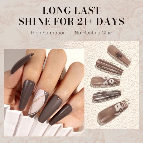 Image of MelodySusie Dark Brown Gel Nail Polish, 0.5 fl oz Soak Off UV LED Gray Brown Gel Polish Gift for Women Nail Art Manicure Salon DIY Nail Design Decoration at Home-1647-A2206