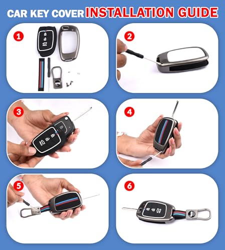 Image of Coll of Fest Premium Metal Silicon Key Cover Compatible with Hyundai Verna 2024 2023 | i20 N line N6 Car 3 Button Flip Smart Key Metal and Silicon Protection Glow in the Dark