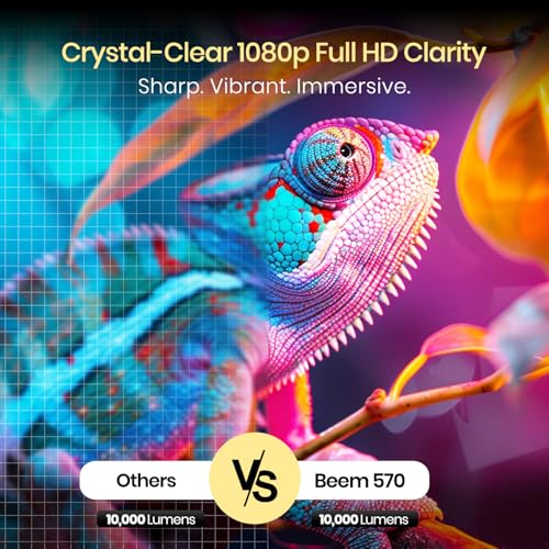 Image of Portronics Beem 570 Smart Projector | Netflix Certified | 1080p Full HD Native | 10000 Lumens | Android 13 | Upto 120 inch Screen | Auto Keystone, Obstacle Avoidance | Built-in Apps | 5W Speaker (Silver)