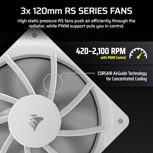 Corsair NAUTILUS 360 RS LCD Liquid CPU Cooler, 2.1" IPS LCD Screen, 360mm AIO, Low-Noise, Daisy-Chain, Intel LGA 1851/1700, AMD AM5/AM4, 3x RS120 Fans Included, White