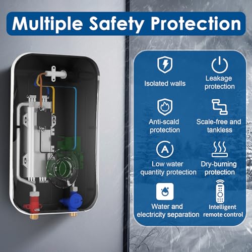 FVSTR Mepple Instant Electric Durchlauferhitzer,selbstmodulierend, keine Standby-Verluste, unter der Spüle, Küche, Haushalt, Dusche, Warmwasserleistung von (Weiß 7 kW)… (7KW)