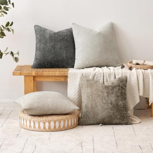 Image of MIULEE Decorative Grey-White Euro Sham Pillow Covers 24x24 Inch 2 Pack