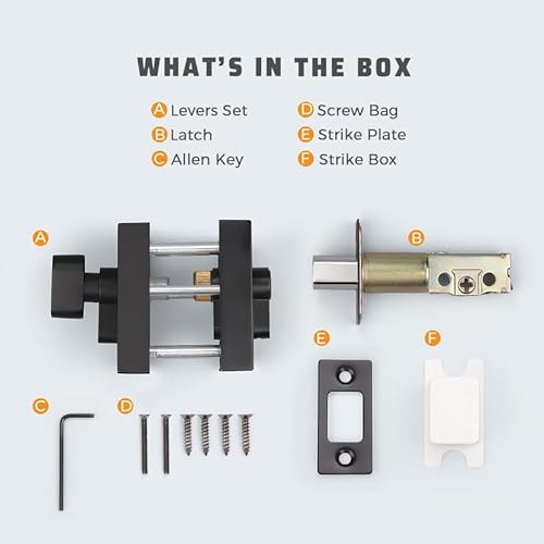 Knobwell 1 Pack Square Contemporary Single Cylinder Deadbolt Lock For Front Door Entrance Door, Keyed Entry Front Door Lock With Different Keys, Heavy Duty, Matte Black Finish #TOP6