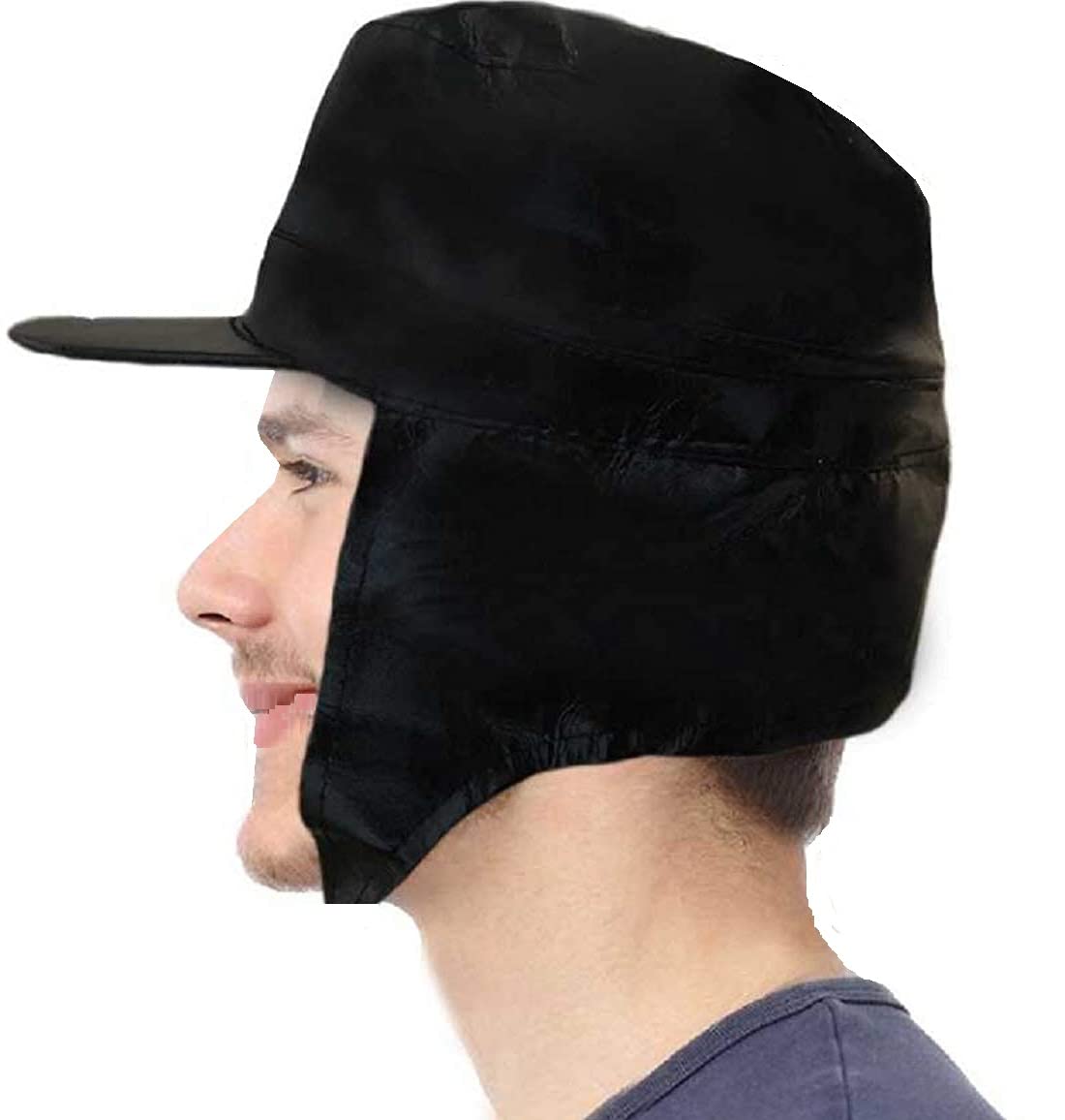 Unisex Water Resistance Rain Snow Caps Art Leather Caps Pu Waterproof Head Cap Shower Hats, Free Size